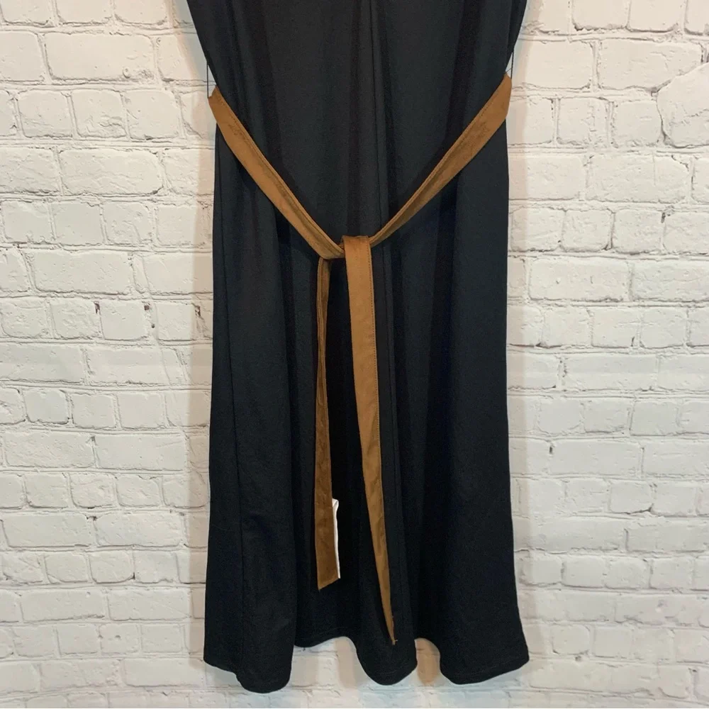 Zara Black Dress Double V-neck Sleeveless Sz small - Picture 3 of 6